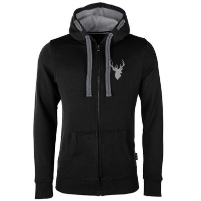  Zipper -  Hoodie - DE LUXE - mit Rückendruck - Hirsch Schriftzug -  Thumbnail