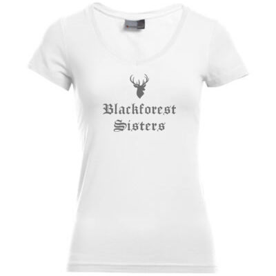 V - Neck Shirt - Slim Fit - bis 3XL - BfS -  Hirsch - Schriftzug Thumbnail