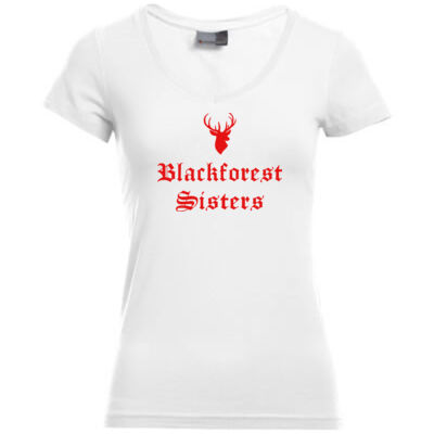 V - Neck Shirt - Slim Fit - bis 3XL - BfS -  Hirsch - Schriftzug Thumbnail