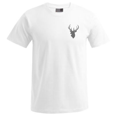 Rundhals Shirt - mit Rückendruck - Hirsch Schriftzug - Thumbnail