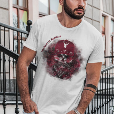 Rundhals Shirt - skull on fire - Thumbnail