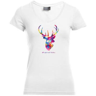 V - Neck Shirt - Slim Fit - bis 3XL - colored deer Thumbnail