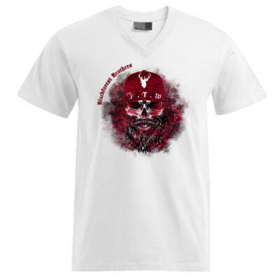 V - Neck  Shirt - skull on fire - Thumbnail