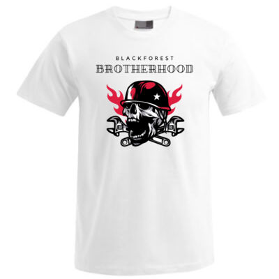 Rundhals Shirt - Brotherhood Skull mit Helm Thumbnail