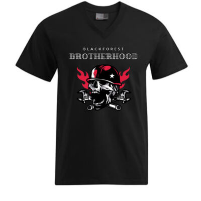 V-Neck Shirt - Brotherhood Skull mit Helm Miniaturansicht