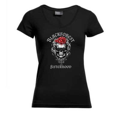 V - Neck Shirt - Slim Fit - bis 3XL - Blackforest Sisterhood - Red Rose Thumbnail