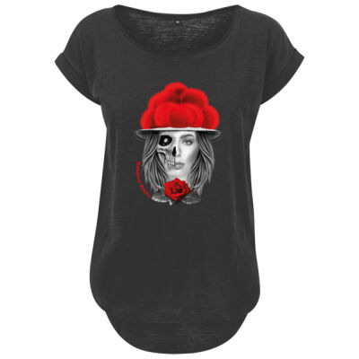 Ladies´ Long Slub Tee - bis 5XL - Schwarzwaldmädel Skull Thumbnail