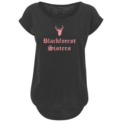 Ladies´ Long Slub Tee - bis 5XL - BfS - Hirsch - Schriftzug Thumbnail