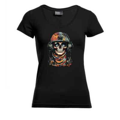 V - Neck - Shirt - Blackforest Sisters - Skull Head   - 5 - Thumbnail