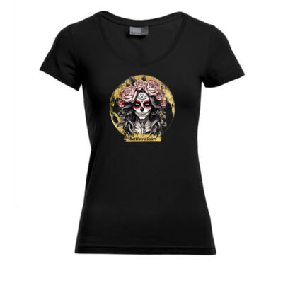V - Neck - Shirt - Blackforest Sisters - Skull Head   - 24 -  Thumbnail