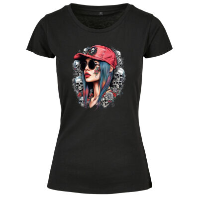 Rundhals Shirt - bis 5XL - Skullflower Diva Thumbnail