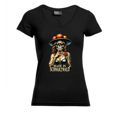 V - Neck Shirt - Slim Fit - bis 3XL - Miss Skullforest 🌲 Thumbnail