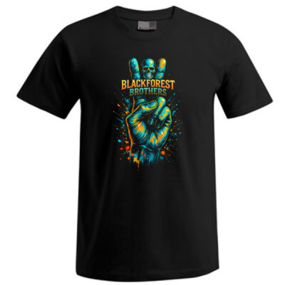 Rundhals Shirt - Blackforest Brothers Peace Hand -  Thumbnail