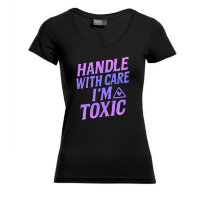 V - Neck Shirt - Slim Fit - bis 3XL - Toxic Woman ⚠️💀 Thumbnail