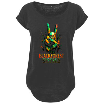 Ladies´ Long Slub Tee - bis 5XL - Blackforest Sisters Peace Hand - Thumbnail