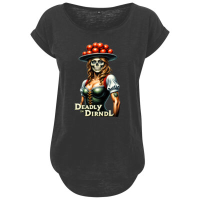 Ladies´ Long Slub Tee - bis 5XL - Deadly in Dirndl - Thumbnail