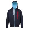 Sweat-Jacke mit farbig abgesetzter Kapuze JH053 Miniaturansicht