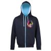 Sweat-Jacke mit farbig abgesetzter Kapuze JH053 Miniaturansicht