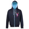 Sweat-Jacke mit farbig abgesetzter Kapuze JH053 Miniaturansicht